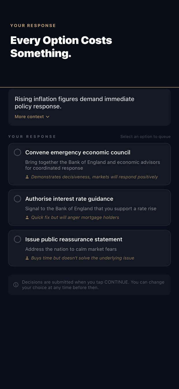 Sovereign decision screen